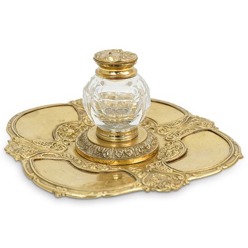 VINTAGE GILT BRASS & CUT GLASS