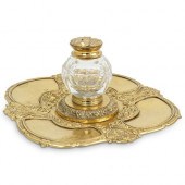 VINTAGE GILT BRASS & CUT GLASS