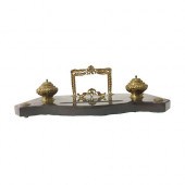 VINTAGE GILT BRONZE BROWN MARB