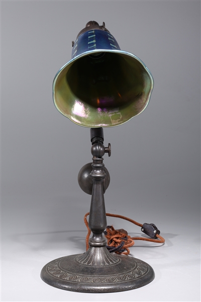 Vintage glass and metal lamp, the