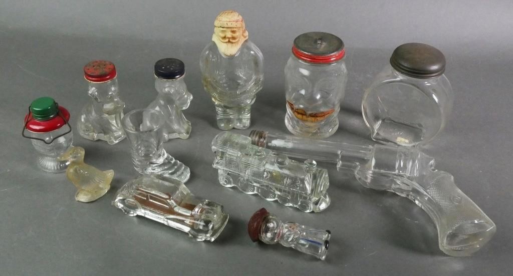 VINTAGE GLASS CANDY CONTAINERSLot