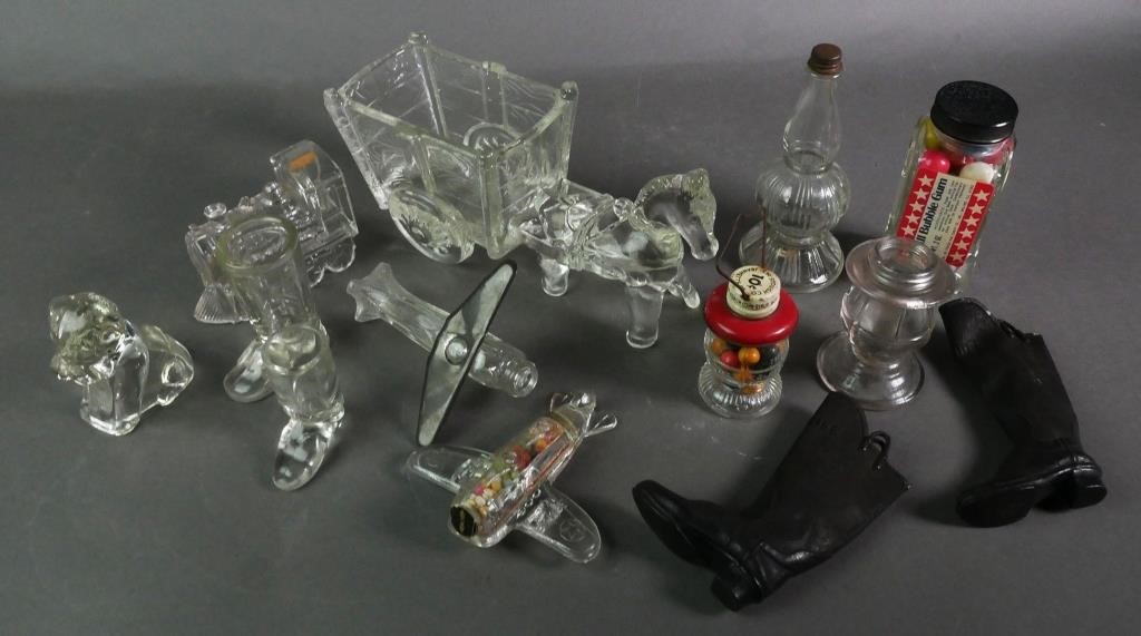 VINTAGE GLASS CANDY CONTAINERSLot