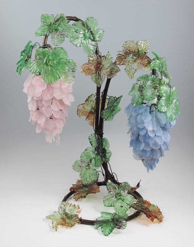 VINTAGE GLASS GRAPE LAMP: