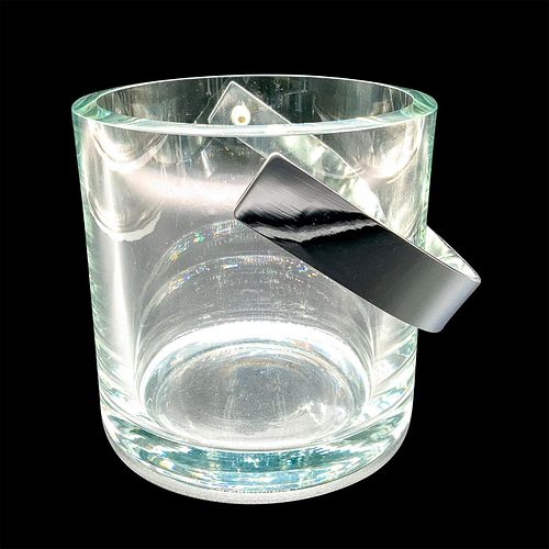 VINTAGE GLASS ICE BUCKET WITH