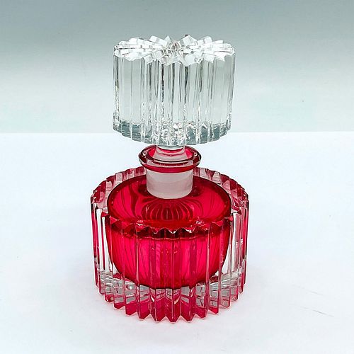 VINTAGE GLASS RED PERFUME BOTTLE