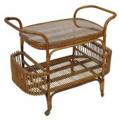 VINTAGE GLASS-TOP BAMBOO & RAT
