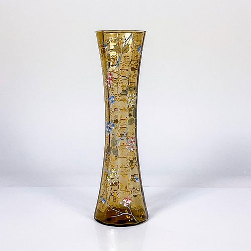 VINTAGE GLASS VASE, FLORAL