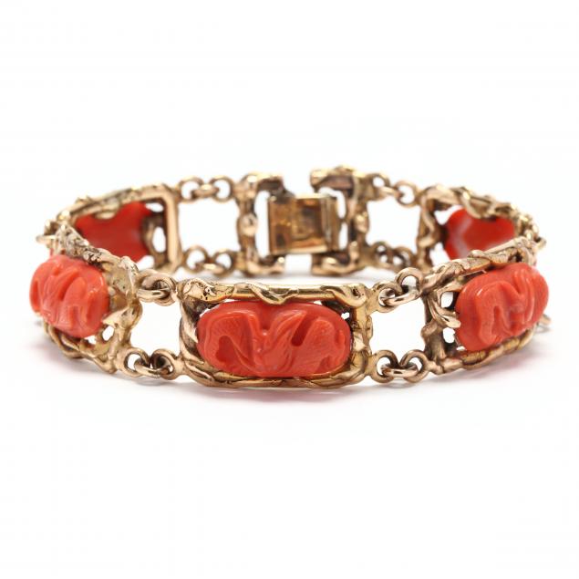 VINTAGE GOLD AND CORAL BRACELET