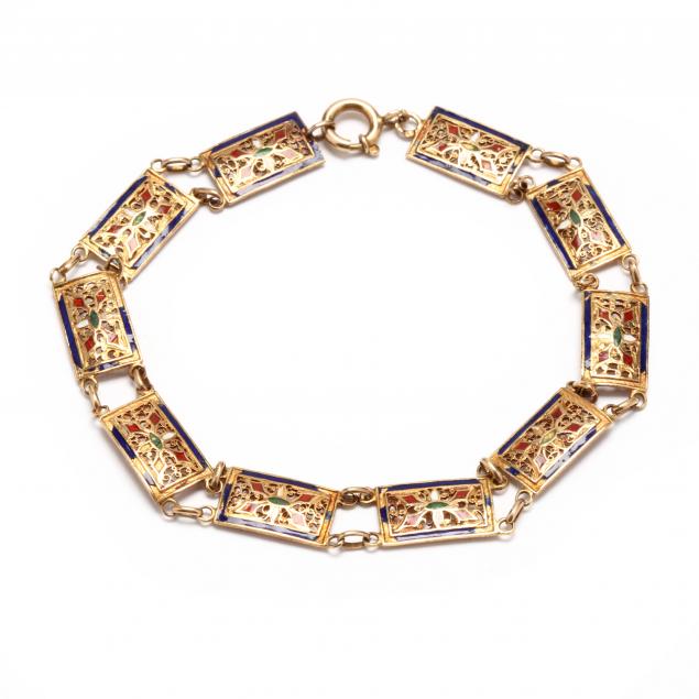 VINTAGE GOLD AND ENAMEL BRACELET