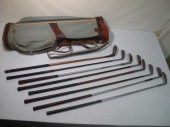 Vintage golf bag & 8 golf club