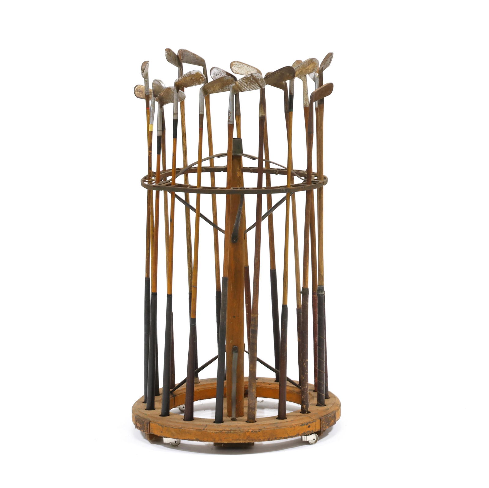 VINTAGE GOLF DISPLAY RACK WITH (18)