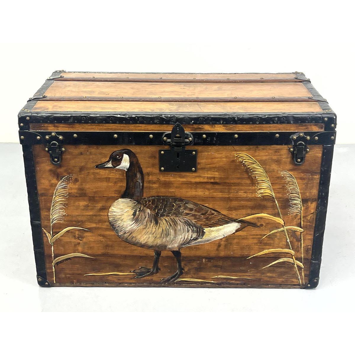Vintage GOYARD Wood Trunk. Hinged
