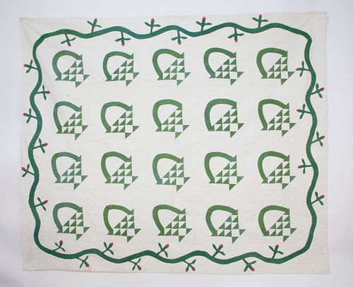 VINTAGE GREEN CALICO ON WHITE