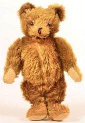 VINTAGE GREEN MOHAIR TEDDY BEA