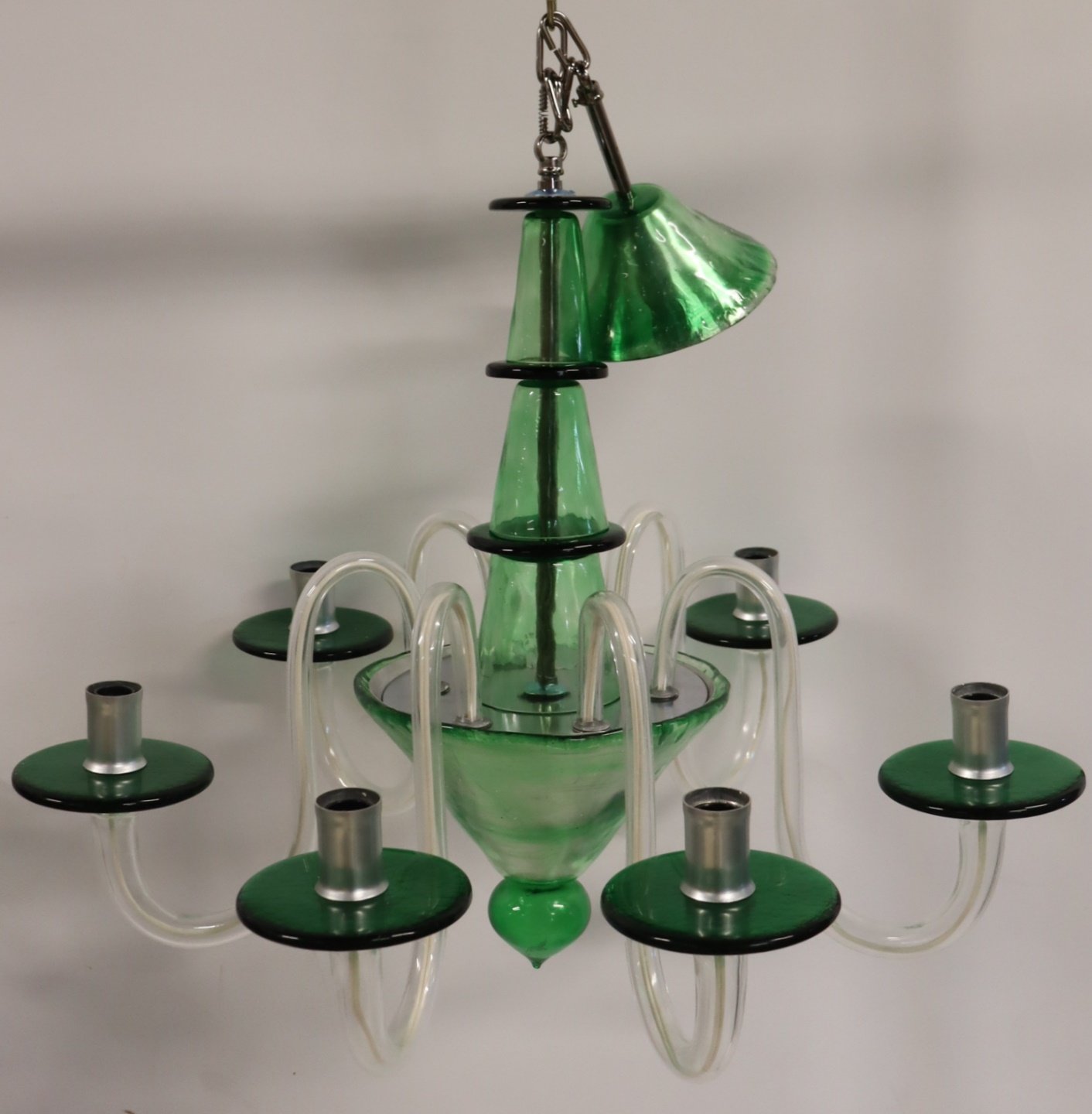 VINTAGE GREEN TO CLEAR MURANO GLASS