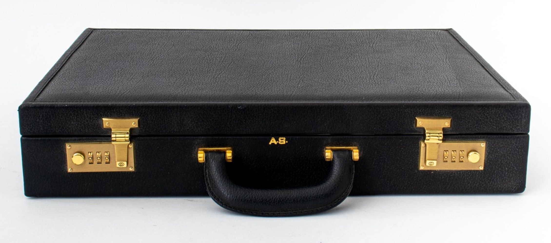VINTAGE GUCCI BLACK LEATHER ATTACHE