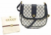 VINTAGE GUCCI NAVY LEATHER & G