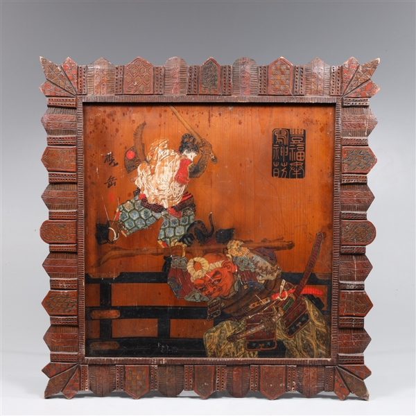 Vintage hand painted Japanese panel