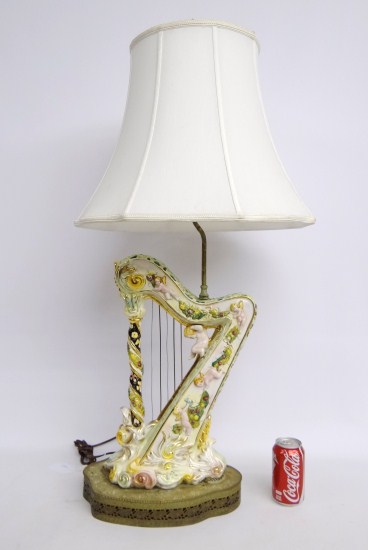 Vintage harp shaped Capodimonte