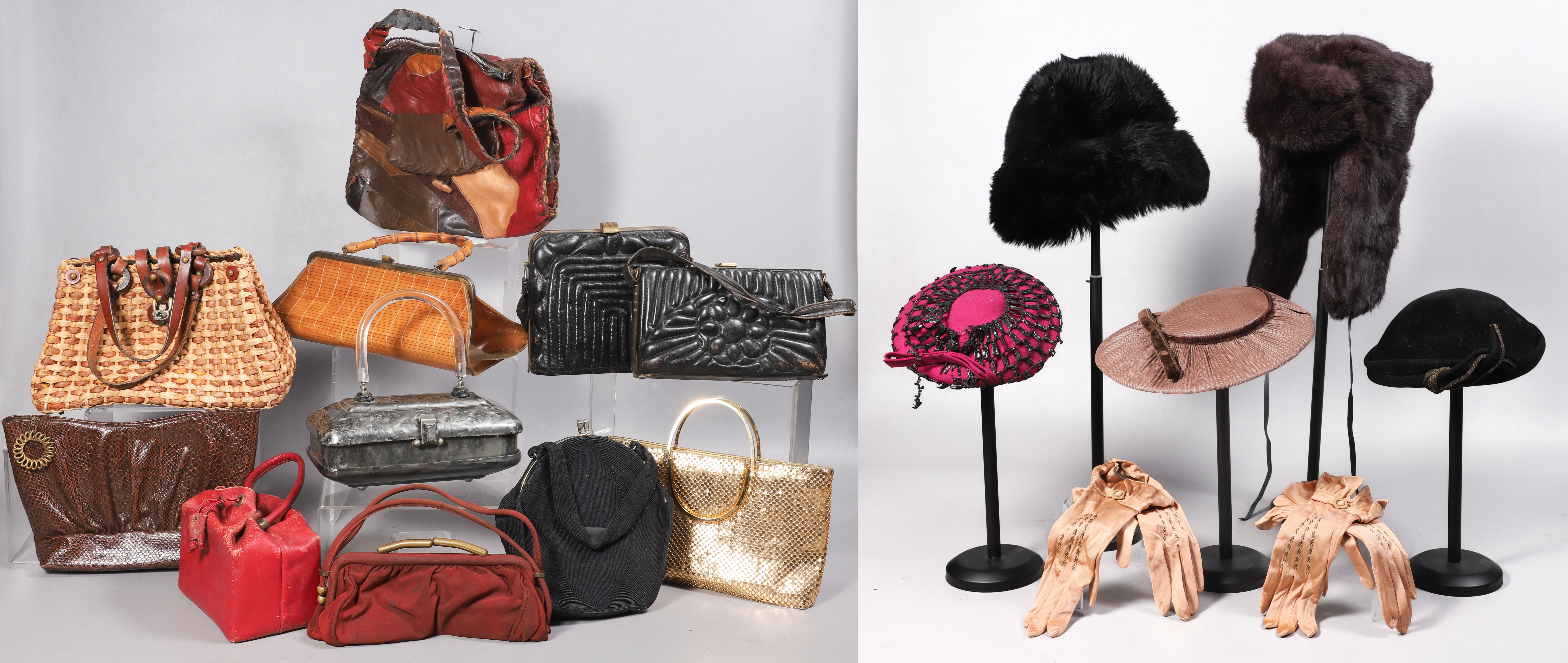 Vintage hats, fur hats, gloves