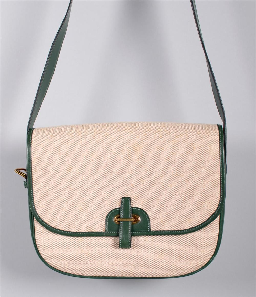 VINTAGE HERMES LINEN AND LEATHER