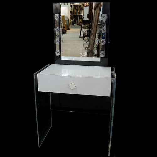 VINTAGE ILLUMINATED LUCITE VANITY