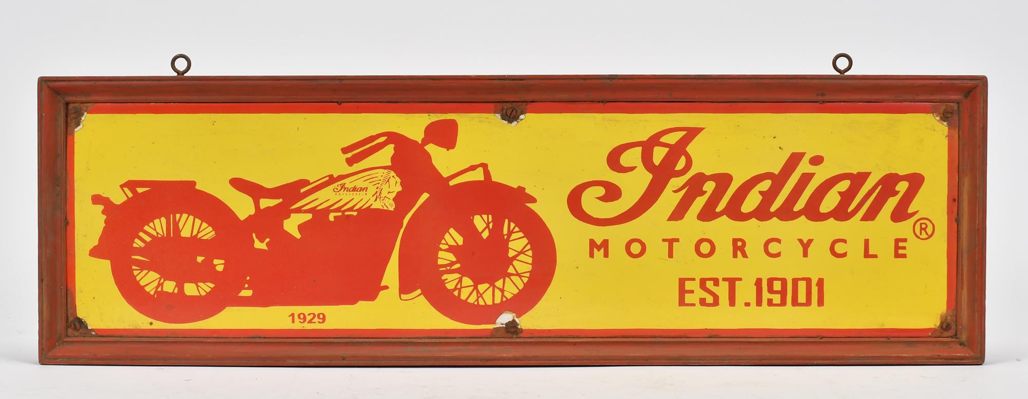 VINTAGE INDIAN MOTORCYCLE PORCELAIN