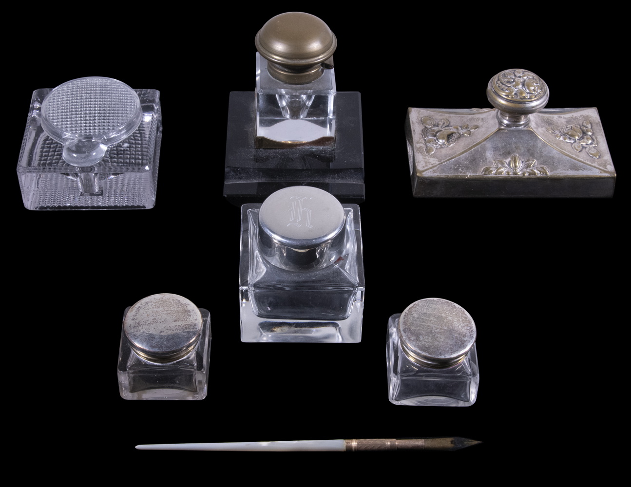 VINTAGE INKWELLS & DESK ACCESSORIES