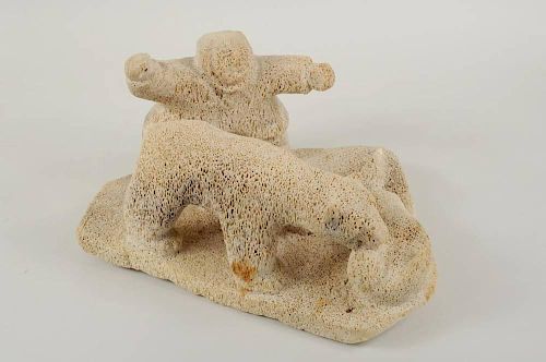 VINTAGE INUIT CARVED WHALEBONE