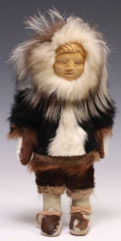 VINTAGE INUIT DOLL, FUR, SEAL
