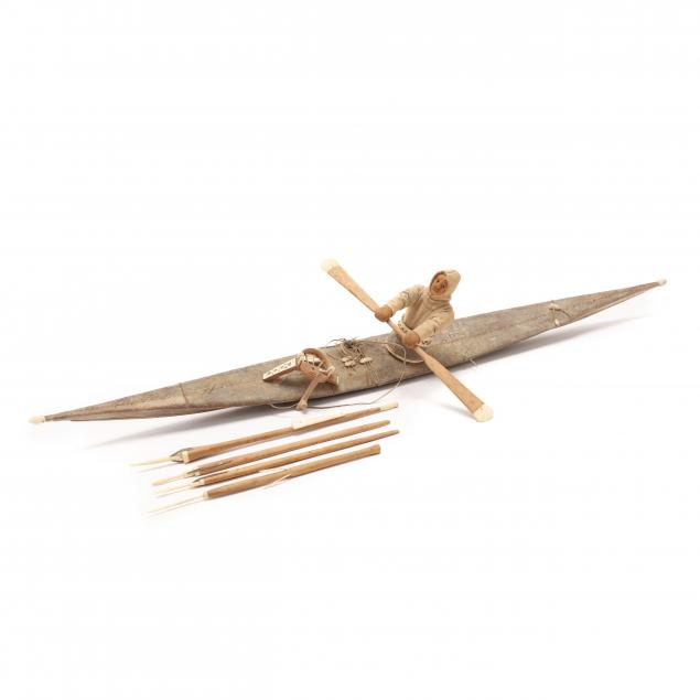 VINTAGE INUIT MODEL KAYAK WITH