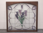 VINTAGE IRIS PATTERN LEADED GL