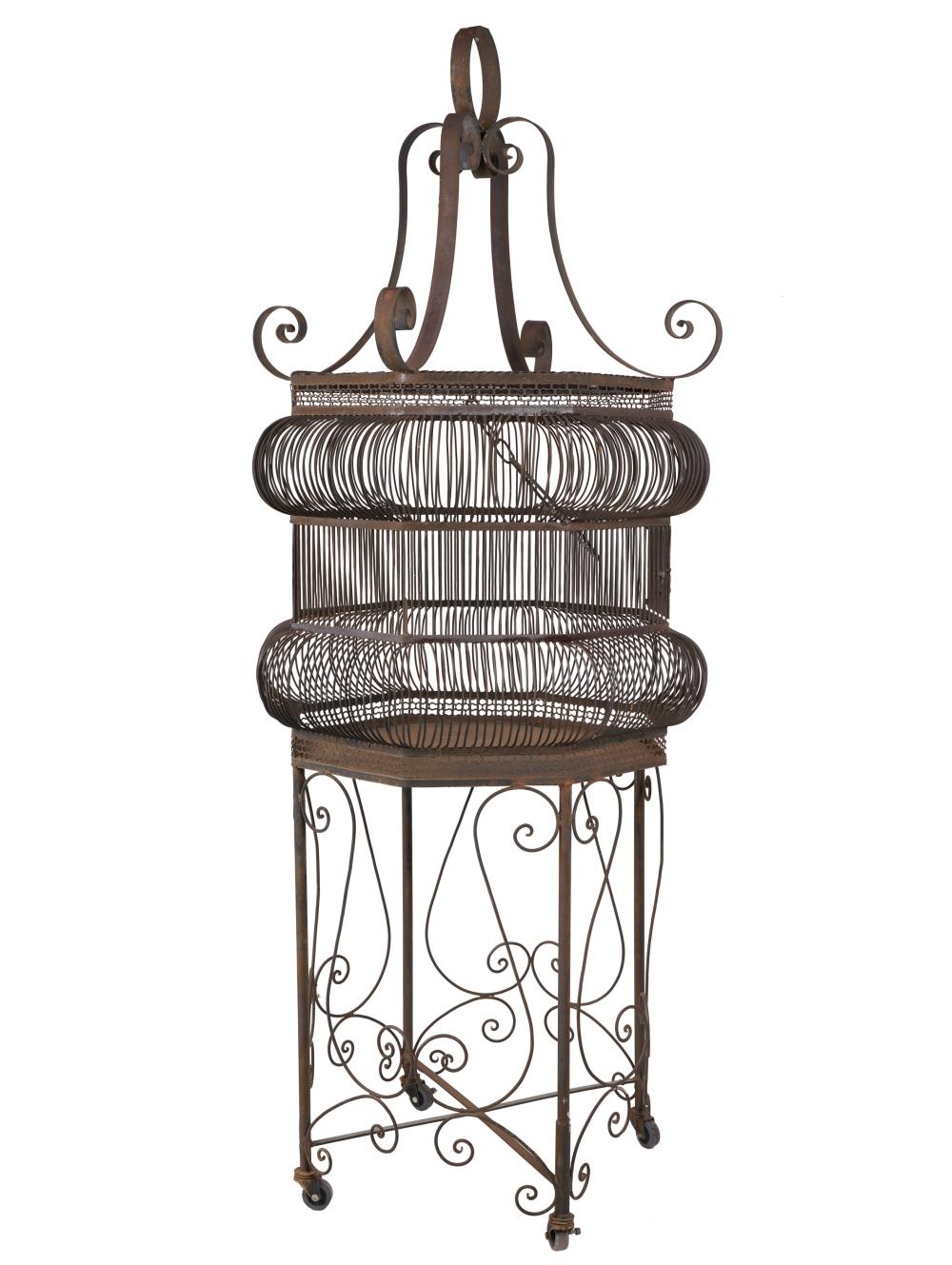 VINTAGE IRON BIRDCAGE ON