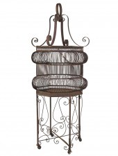 VINTAGE IRON BIRDCAGE ON STAND