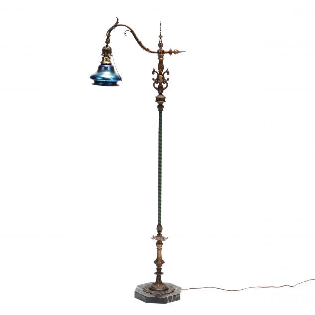 VINTAGE IRON FLOOR LAMP WITH ART
