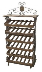 VINTAGE IRON & WOOD WINE BOTTL