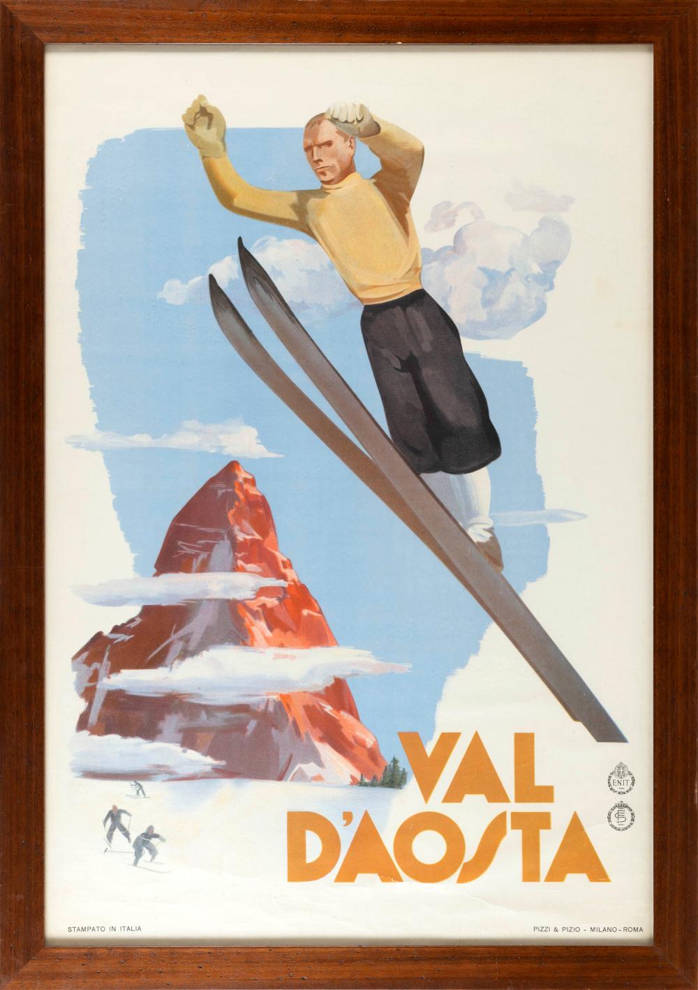 VINTAGE ITALIAN SKI POSTER CIRCA