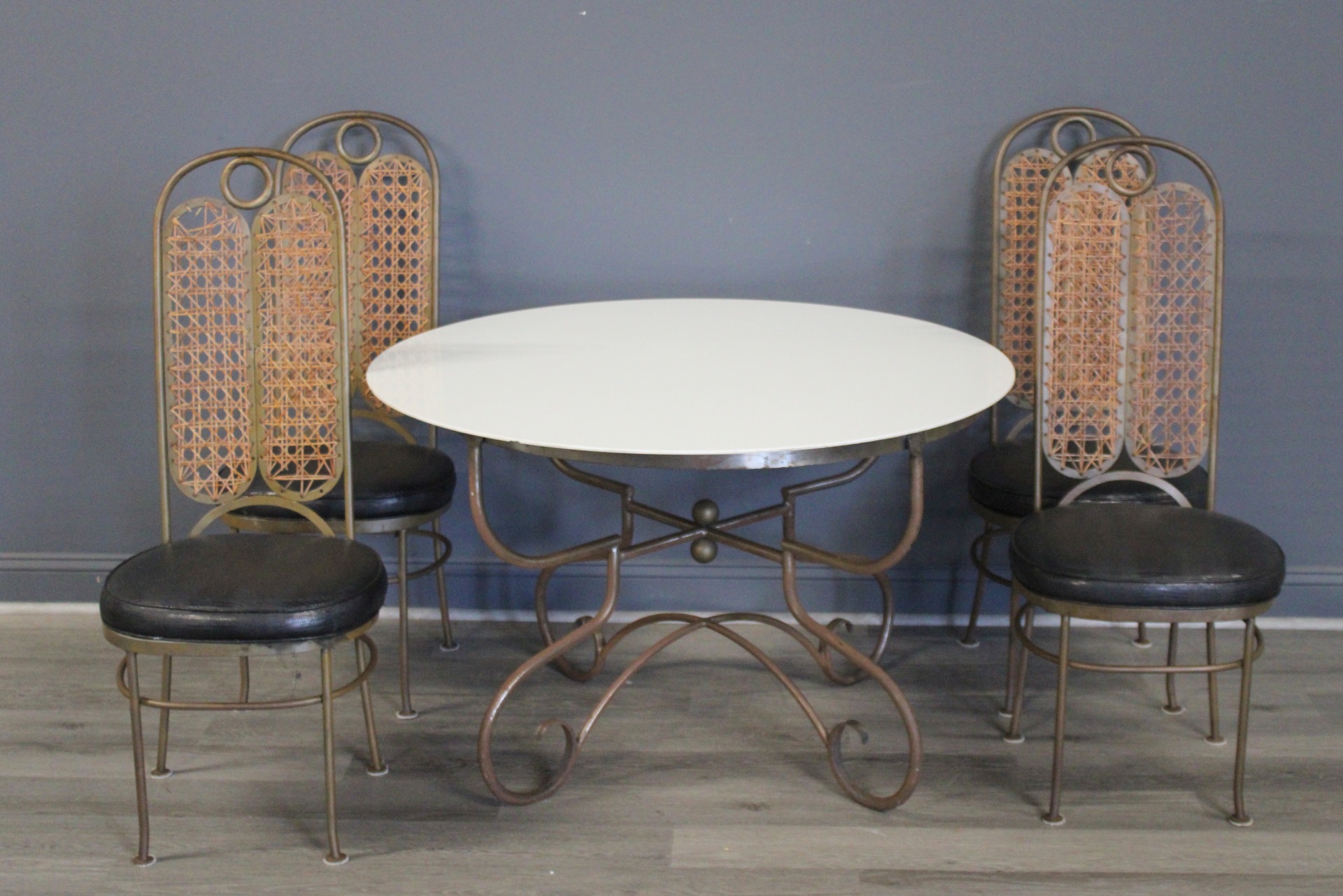 VINTAGE ITALIAN STEEL TABLE & 4