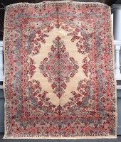 VINTAGE IVORY KIRMAN ORIENTAL
