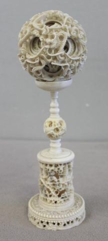 Vintage Ivory or Bone Puzzle Ball