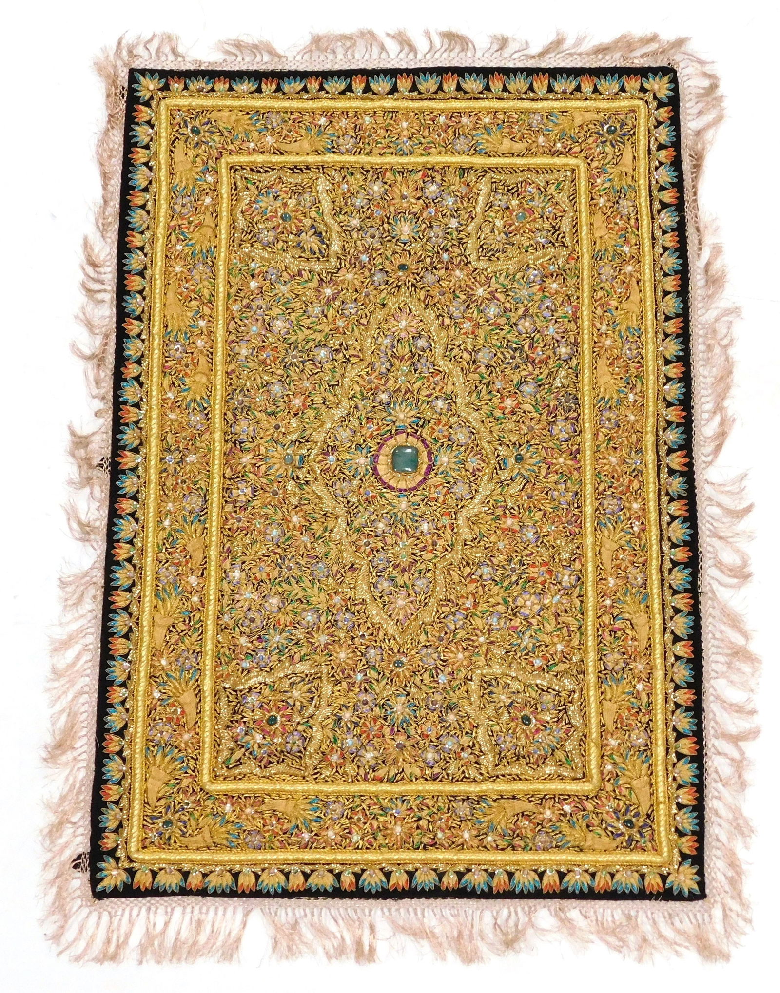 VINTAGE JEWELED KASHMIR TAPESTRY