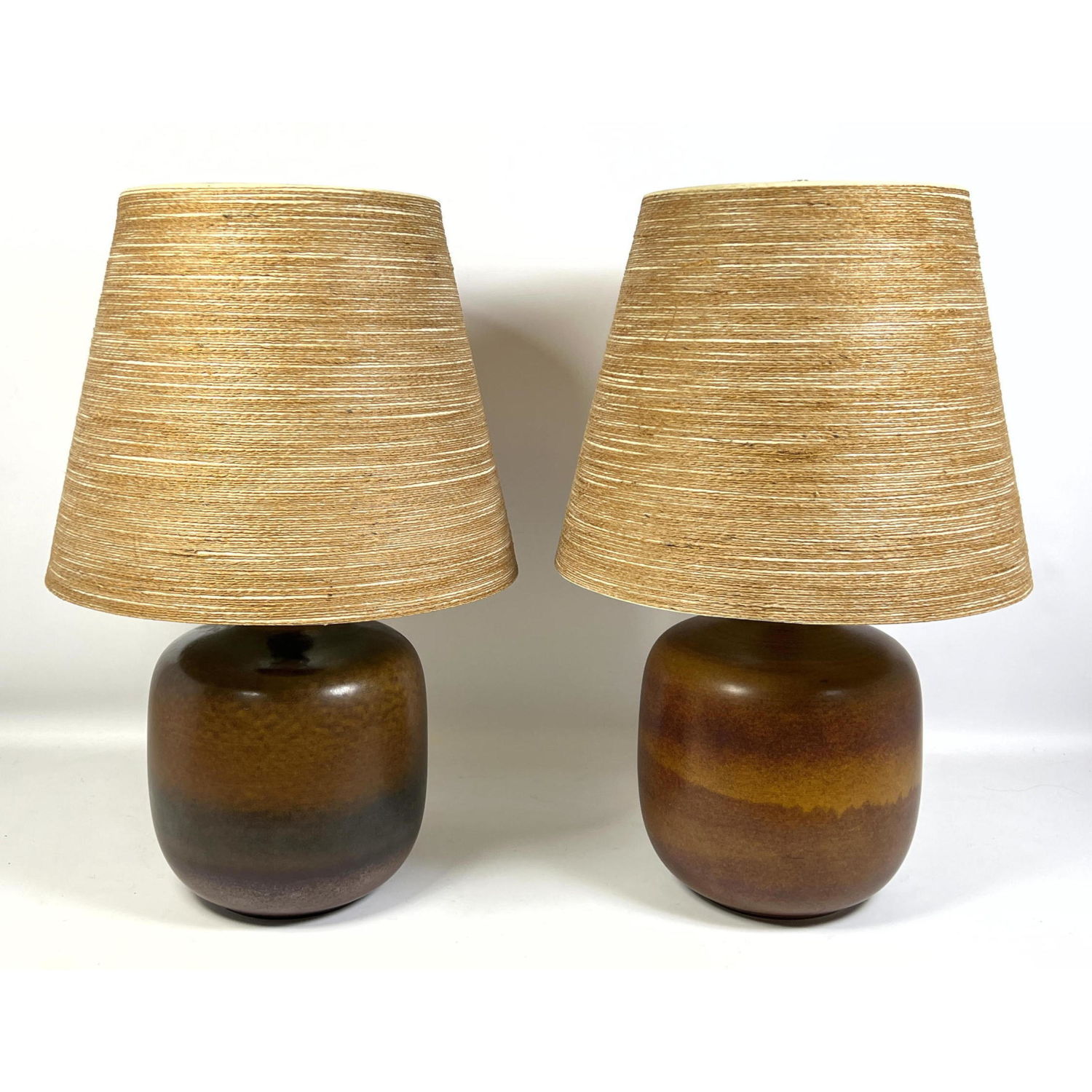 Vintage Large Pair of Brown Glaze