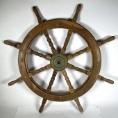 VINTAGE LARGE WOODEN SHIP WHEE