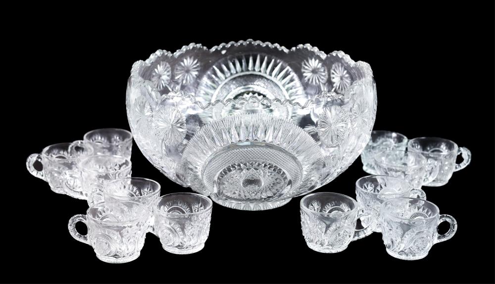 VINTAGE LE SMITH GLASS PUNCH BOWL