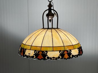Vintage leaded stained glass lamp