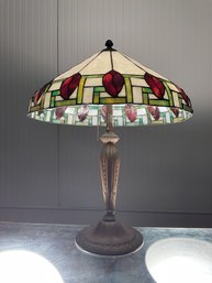 Vintage leaded stained glass lamp
