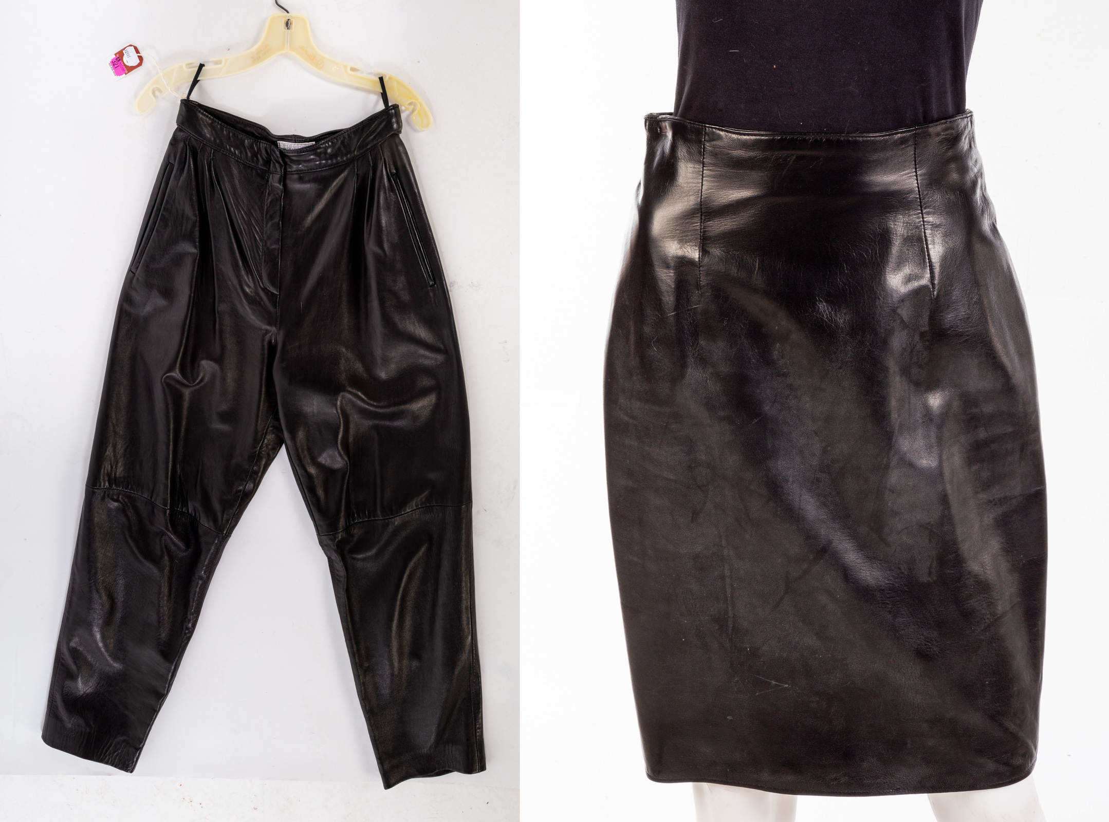 VINTAGE LEATHER PANTS AND SKIRT