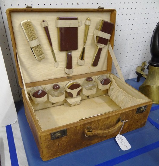 Vintage leather suitcase with