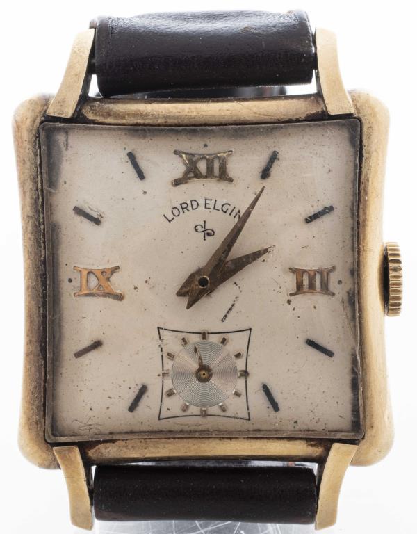 VINTAGE LORD ELGIN 14K GOLD LEATHER