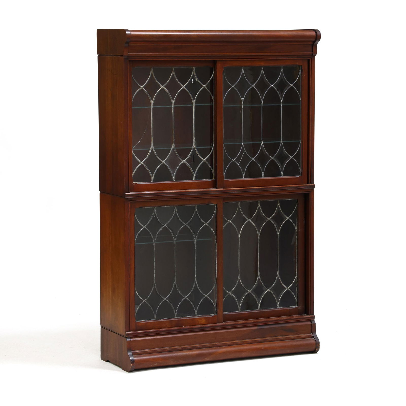 VINTAGE MAHOGANY AND LEADED GLASS
